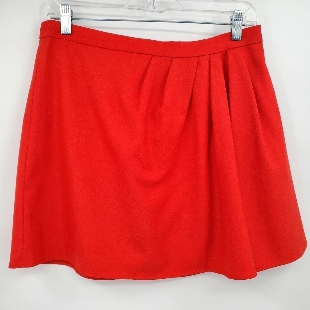 J.Crew Factory Wool Blend Red Pleated Mini Skirt